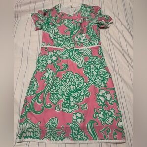 NWOT Lilly Pulitzer Pink and Green Floral Short Sleeve Dress